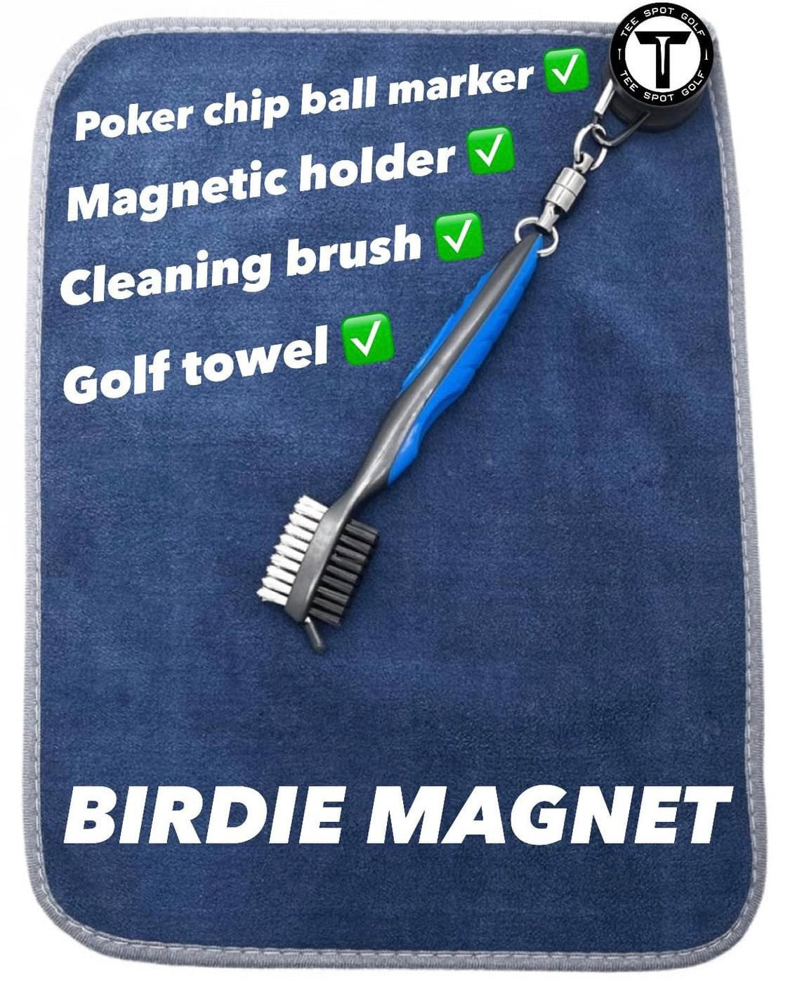 The Birdie Magnet - Magnetic Golf Towel & Cleaner Set